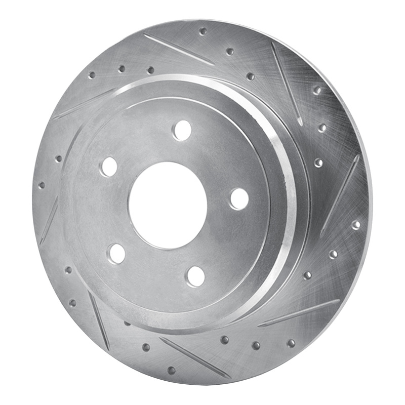 Jeep Commander Brake Rotor (1) - Rear Right - R1 Concepts - Drilled & Slotted - Silver - `05-`10